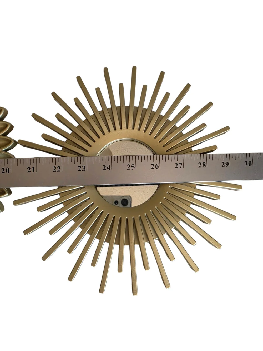 Lightweight Gold Decorative Sunburst Wall Mirror Decor Set 3 Piece Sz 9.84